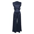 thumbnail image 7 of Tqcoqu Jumpsuits for Women Trendy Loose Cap Sleeves Backless Wide Leg Pants Jumpsuit Business Party Sets Clothes,Navy,Women's XS-XL, 7 of 7