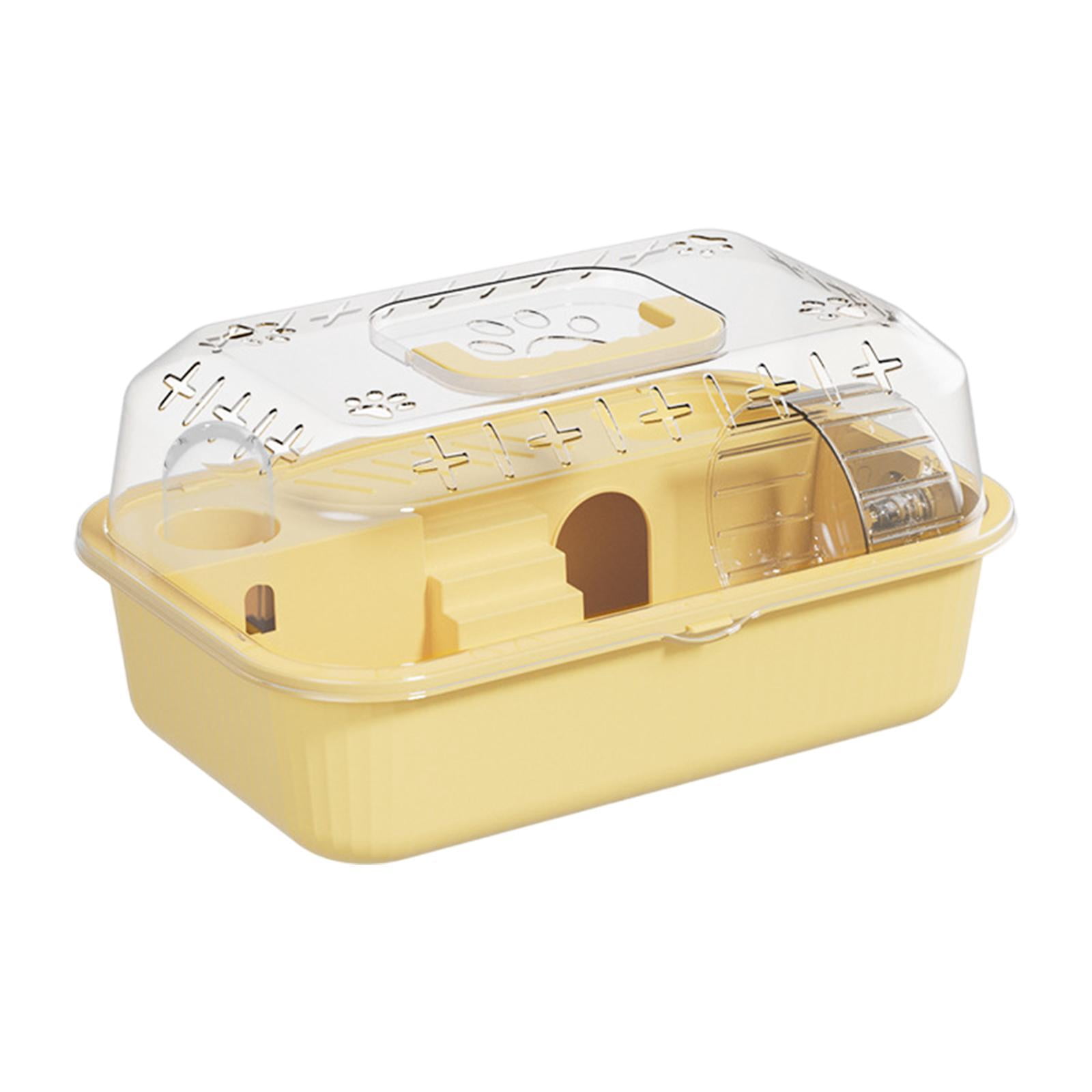 Serenable Small Animal Cage, Hamster Habitat Ventilation, Water Bottle, Pet Exercise Playing House,Pet Carrier for Hedgehog Mice Gerbil Lemon Yellow