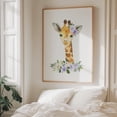 thumbnail image 6 of Giraffe, Jungle Animals, Safari Animals, Purple Flowers, Gender Neutral Nursery - Illustration Watercolor Animal Floral Whimsical Wildlife Flowers Unframed Wall Art Print 24 x 30 inches, 6 of 13
