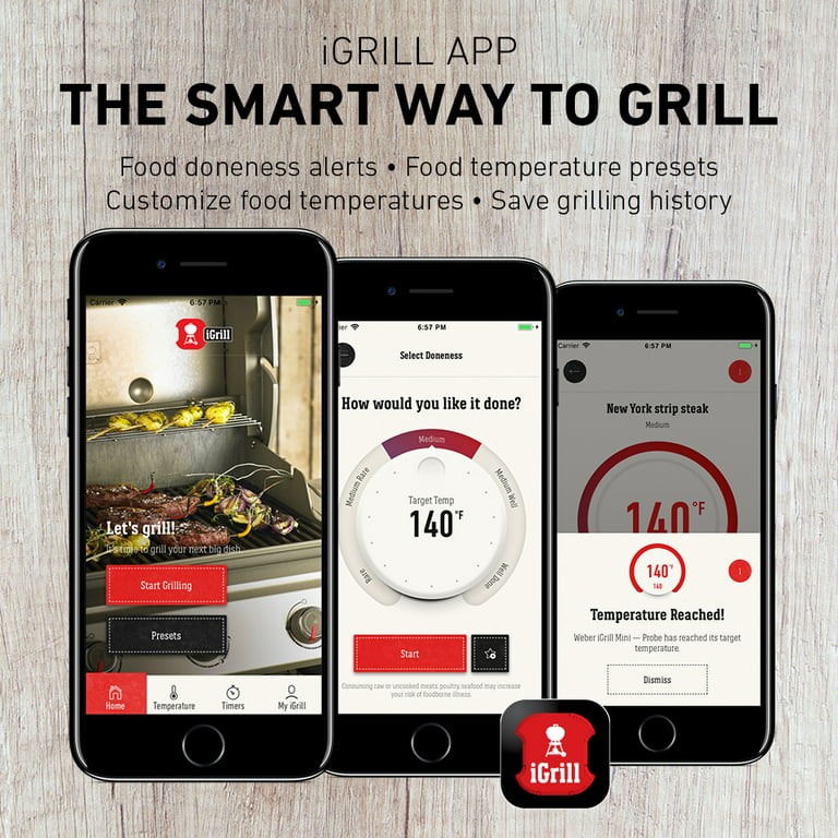 Weber Grills IGrill Mini Smart LED Wireless Bluetooth Grill Thermometer  With Single Probe - 7202