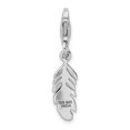 thumbnail image 3 of Amore La Vita  Sterling Silver Rhodium-plated Polished 3-D Feather Charm with Fancy Lobster Clasp, 3 of 3