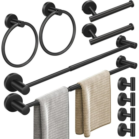 10-piece bathroom hardware set, brushed nickel bathroom hardware set, includes towel bar, toilet paper holder, towel ring, bathrobe towel hook