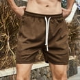 thumbnail image 4 of Lovskoo Shorts for Men Casual Trendy Solid Color Elastic Waist Shorts Splicing Drawstring Shorts Coffee, 4 of 5