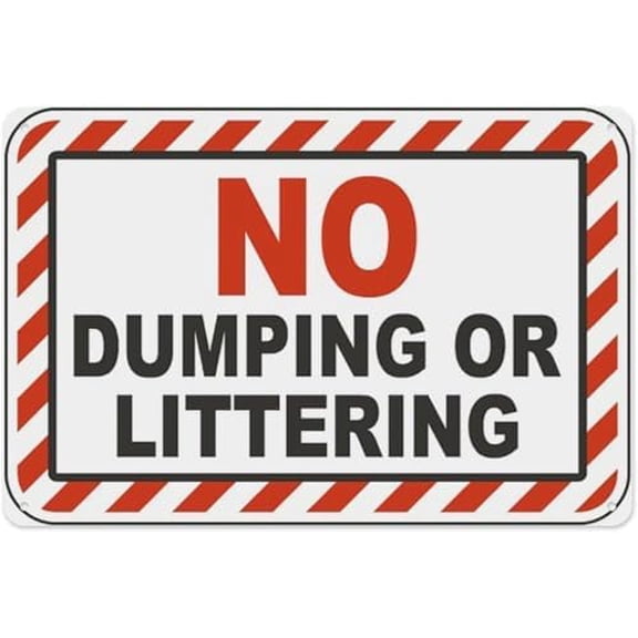 Warning Sign: No Dumping Or Littering, Vintage Metal Wall Decor for Home Farm Bar Coffee Shop Club, Ideal for Public Spaces, prohibits Dumping and littering 12x8 Inch