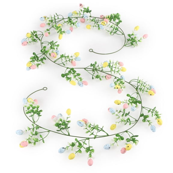 82-inch Easter Artificial Colored Egg Eucalyptus Garland Green Wreath Perfect For Mantels, Doorways, Or Table Centerpieces 1PCS