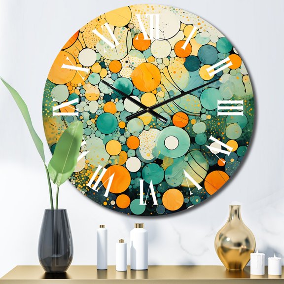 Designart "Nostalgic Remix III" Abstract Collages Oversized Wall Clock