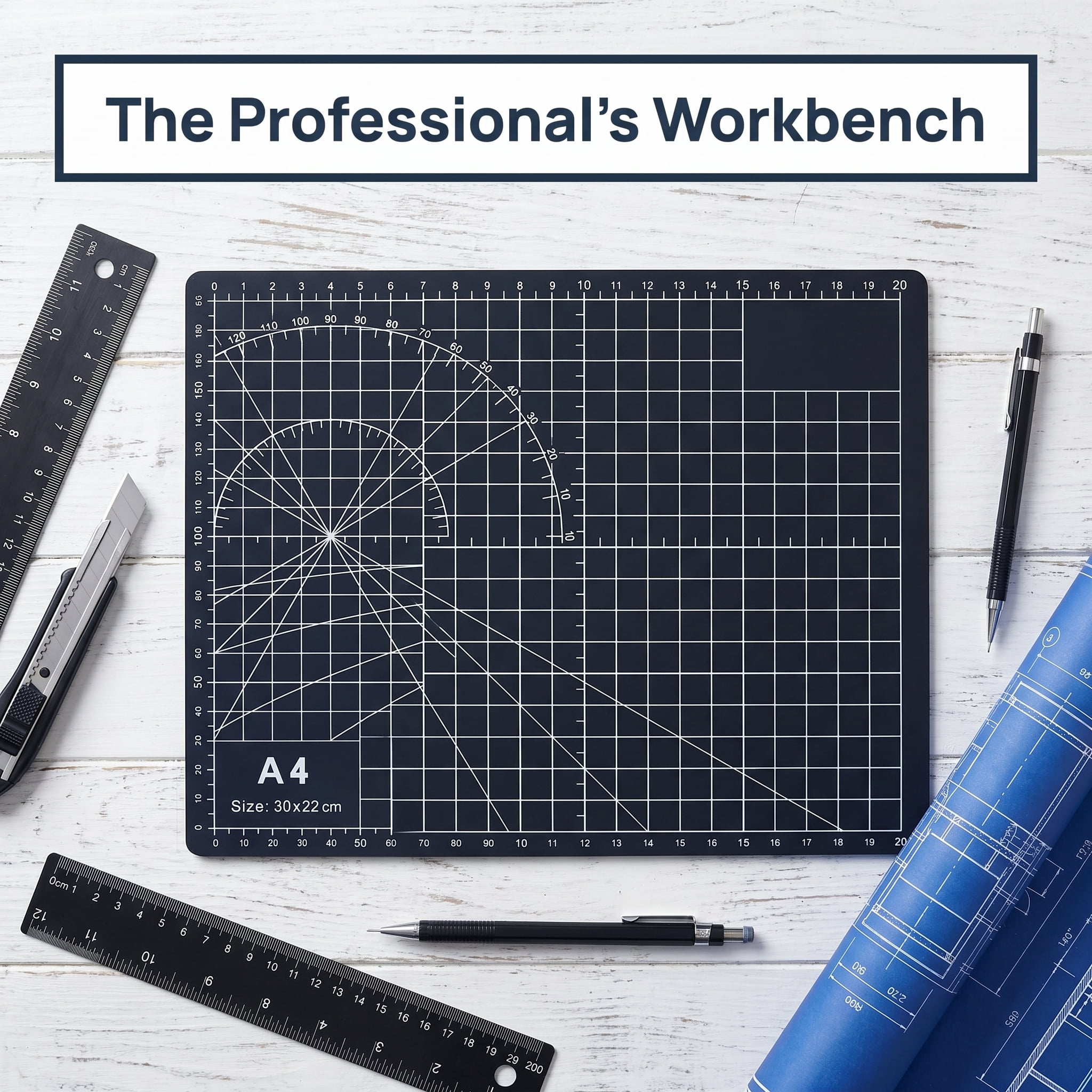 5 Sizes Black Cutting Mats, Self-Healing Cutting Board with Ruler & Angle Guide, Precision Craft Mat for Fabric Cutting, Art Projects, School & Hobby Work
