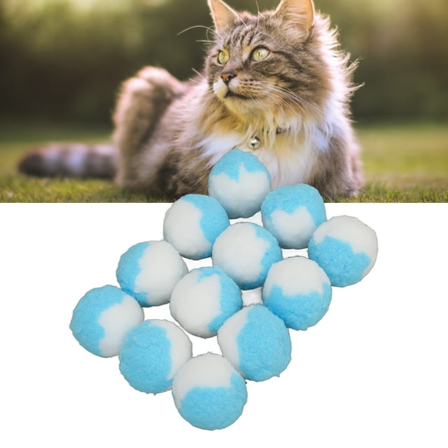 Kitten Chewing Ball, Cat Toy Balls Interactive 12pcs Elastic Boredom Relief For Indoor For Playing Blue,Yellow