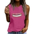thumbnail image 2 of Mifsaly Women Crewneck Sleeveless Tank Tops Cotton Hotdog Graphic Patriotic Summer Shirts Loose Fit Soft Breathable Versatile Vacation Holiday Wear L, 2 of 4