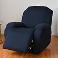thumbnail image 6 of 4 Pieces Stretch Velvet Recliner Covers, Thicker Soft Plush Recliner Chair Slipcover with Side Pockets, Luxury Dog Cat Pets Proof Reclining Protector (Recliner, Navy Blue), 6 of 6