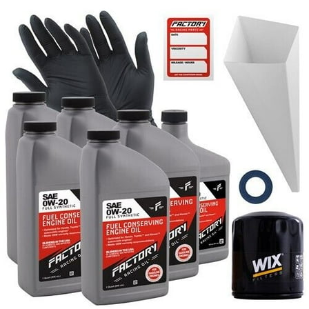 Factory Racing Parts Oil Change Kit Compatible with Toyota Tacoma 2.7L L4 2007-2015 0W-20 Full Synthetic Oil - 5.5 Quarts