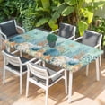 thumbnail image 2 of Teal Coastal Table Cloths for 6 Foot Rectangle Tables, Summer Beach Starfish Shell Coral Nautical Patio Waterproof Elastic Fitted Tablecloths, Washable Rectangular Table Cover for Camping, 2 of 8