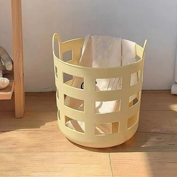 Homoyoyo Yellow Plastic Laundry Basket for Home, Multi-Function Clothes Organizer and Storage Bin