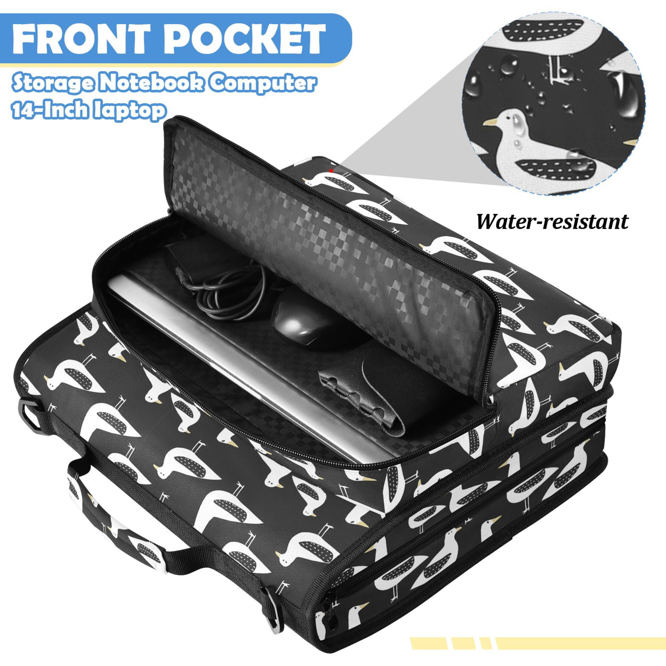 ALAZA Zipper Binder Seagull Pattern 2 inch 3 Ring 500 Sheet Capacity Trapper Keeper File Folder Organizer Bag
