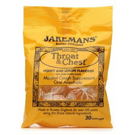 Jakemans Throat & Chest Lozenges Honey & Lemon Menthol 30 ea (Pack of 4)