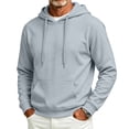 thumbnail image 2 of Resicozy Hoodies for Men Long Sleeve Solid Color Hooded Sweatshirts Casual Fall Spring Track Jackets with Pocket Light Gray XL, 2 of 6