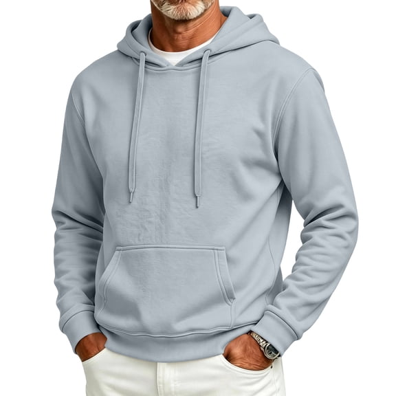 Vxararl Lined Hoodie for Men Long Sleeve Drawstring Pullover with Kanga Pocket Oversized Hood Drawstring Sweatshirts Fall Winter Warm Fashion Outfits Hoodie Men Light Gray 3xL