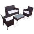 thumbnail image 4 of Costway 4pcs Patio Rattan Wicker Chair Sofa Table Set Garden Furniture Cushioned, 4 of 9
