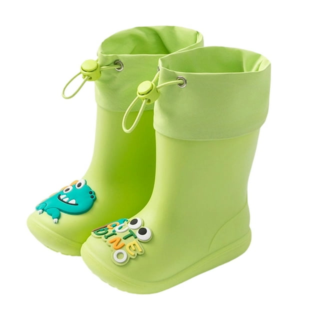 Bottes pour Garçons Enfants Extérieur École à Tige Haute à Talon Bas Bottes de Pluie avec Imperméable Vêtements Taille 19,5