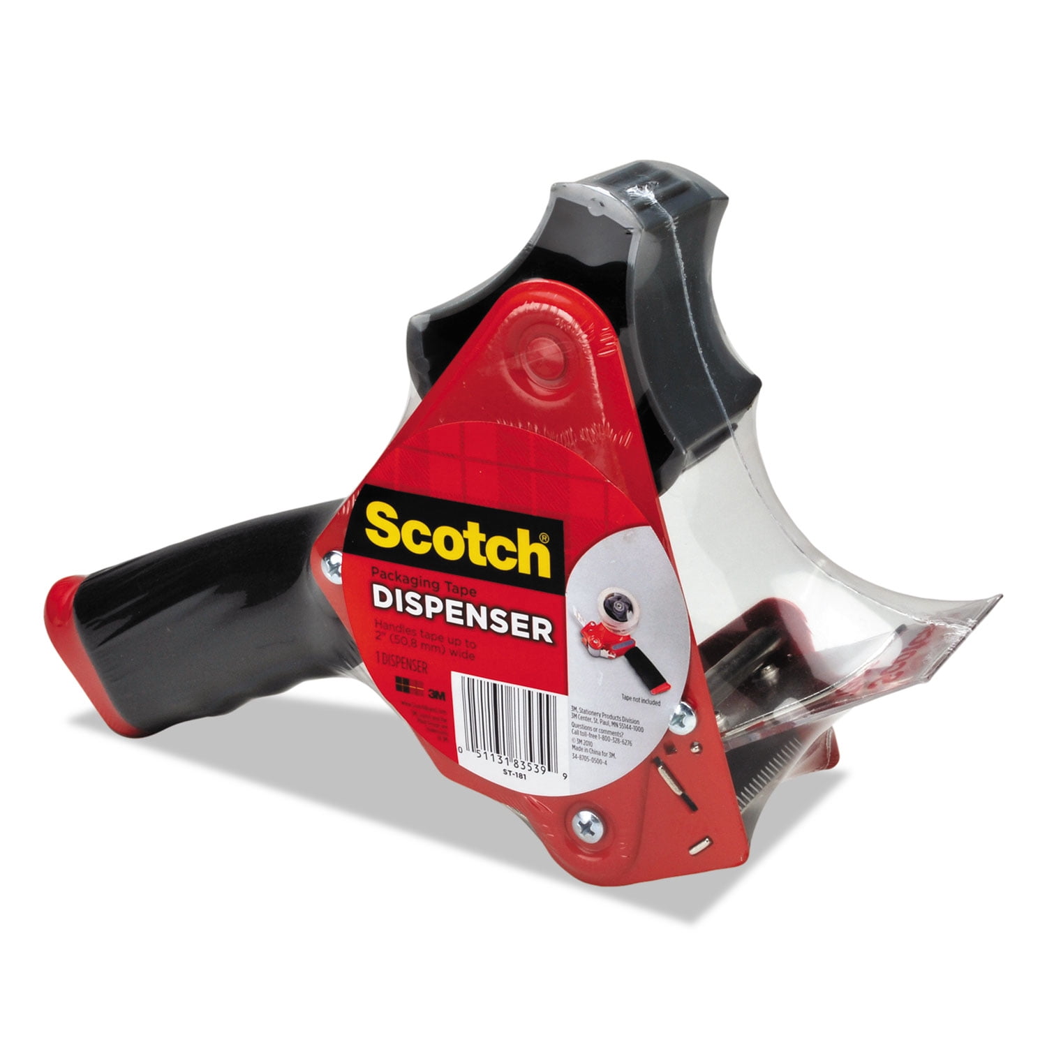 3m/commercial Tape Div. Pistol Grip Packaging Tape Dispenser, 3" Core, Metal, Red