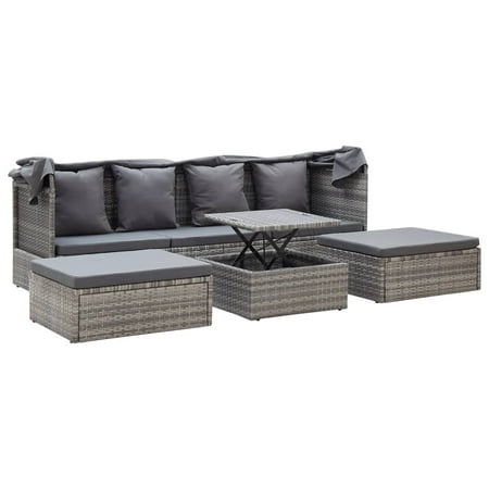 Luiheid Voorlopige systematisch vidaXL Patio Lounge Bed with Roof Gray Poly Rattan | Walmart Canada