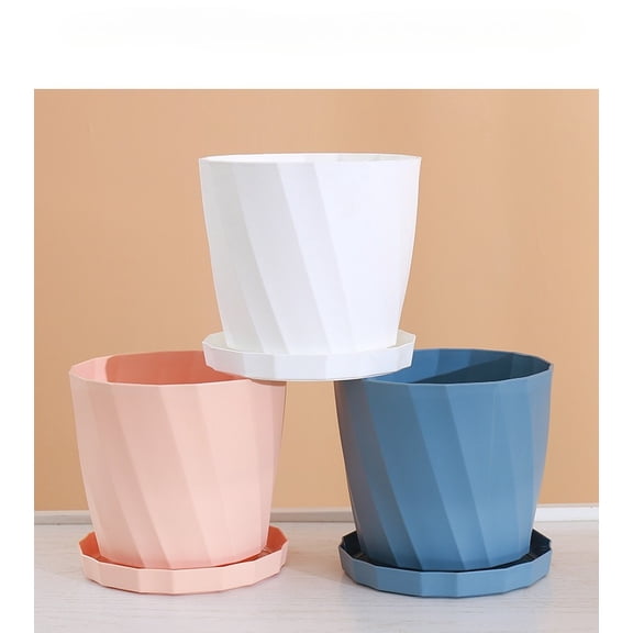 Simple Imitation Porcelain Plastic Flower Pot Round Thickened Large Flower Pot Resin Plastic Set