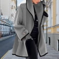 thumbnail image 3 of Joernso Women Fall Winter Jacket Loose Color Matching Lapel Long Sleeve Contrast Color Mid Length Pockets Cardigan Thick Warm Lady Streetwear Coat, 3 of 8