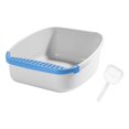 thumbnail image 1 of Cat Litter Box Semi Open Cleaning Pan Cat Potty Pan Cat Potty Toilet for Rabbit Blue Gray, 1 of 9