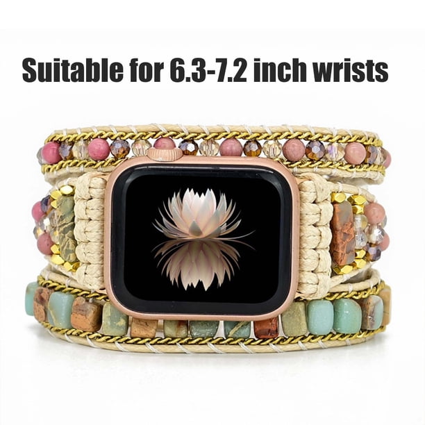 Correa de reloj trenzada Jadeshay con cuentas bohemias para iWatch Series 7 6 5 4 3 2 1 SE