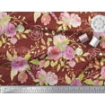 thumbnail image 3 of Soimoi Red Poly Georgette Fabric Flower & Leaves Watercolor Decor Fabric Printed Yard 52 Inch Wide, 3 of 3