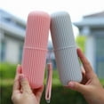 thumbnail image 4 of Travel Stripe Toothbrush Box Portable Wash Mouth Cup Brush Cup Set Teeth Set Teeth Set Teeth Jar Nordic Simple Toothbrush grey-2Pcs, 4 of 6