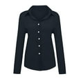 thumbnail image 5 of Uhndy Oversized Baggy Linen Button Down T-Shirt Blouse Tops For Women Ladies Vintage Winter Thin Linen V-Neck Tunic Tops Basic Tee Office Work T-Shirt A-Black 5XL, 5 of 6