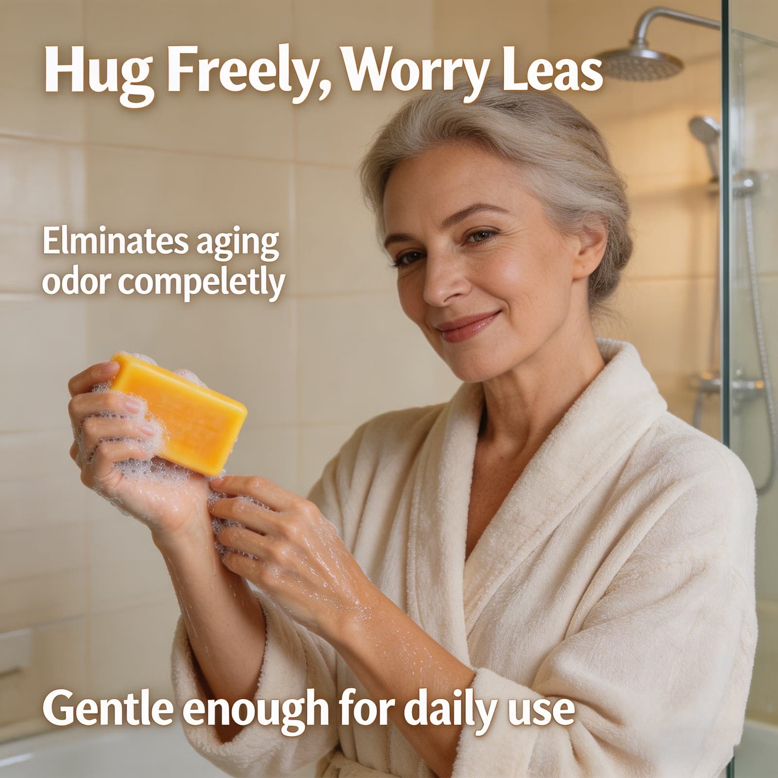 kaori Persimmon Deodorizing Cleansing Soap—a natural deodorizing bath soap; formulated with Japanese persimmon and green tea extracts to gently care for the skin of both men and women (single bar).