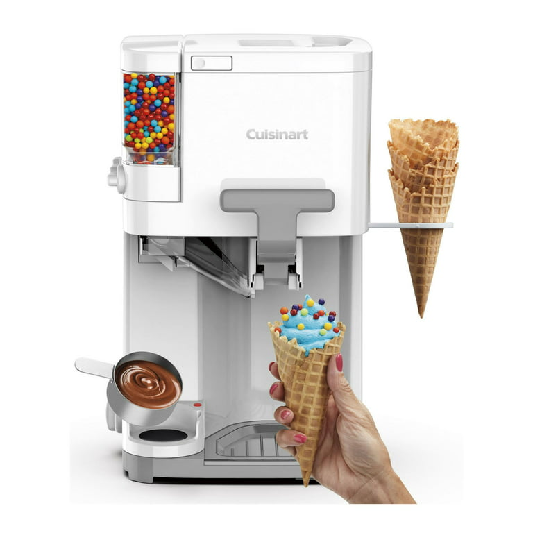 Cuisinart Mix It In Soft Serve Ice Cream Maker (White) w/Paper Cups Bundle  