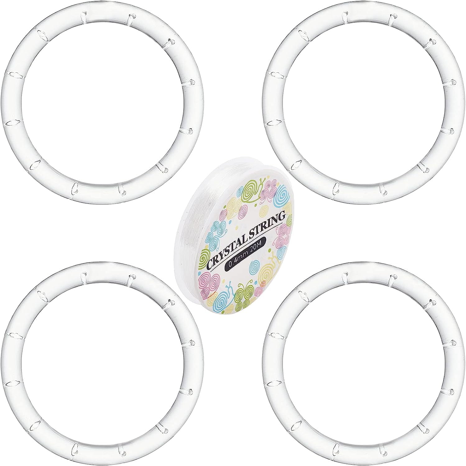 4 Pack Wind Chime Supplies Top Ring Transparent Top Circles of Wind