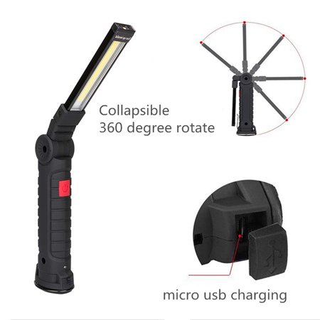 led inspection lighting rotate flashlight modes lamp repair resistant water emergency magnetic light rechargeable base usb lights household cob pocket