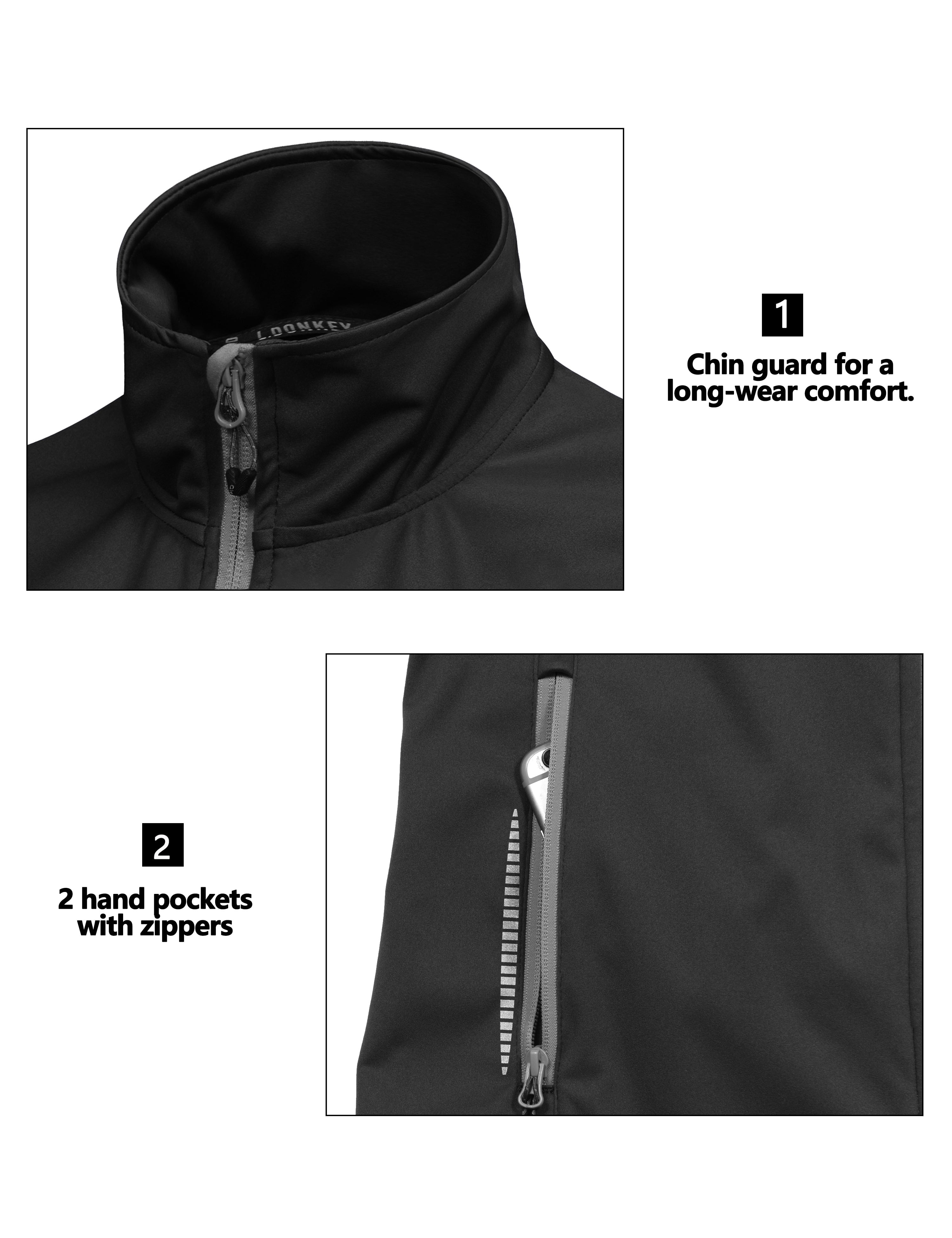 Little Donkey Andy Women's Lightweight Softshell Vest Windproof Sleeveless Jacket for Running Hiking Travel Reflective Black XL
