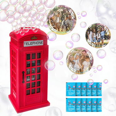ToyM Bubble Machine Automatic Phone Booth Bubble Blower, 20000  Big Bubbles Per Minute Bubbles for Kids， Bubble Toys for Indoor Outdoor Birthday Party(Red)