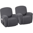 thumbnail image 1 of Super Stretch Couch Covers Recliner Covers Recliner Chair Covers Form Fitted Standard / Oversized Power Lift Reclining Slipcovers, Feature Soft Thick Jacquard, Grey, 2 Pack, 1 of 7