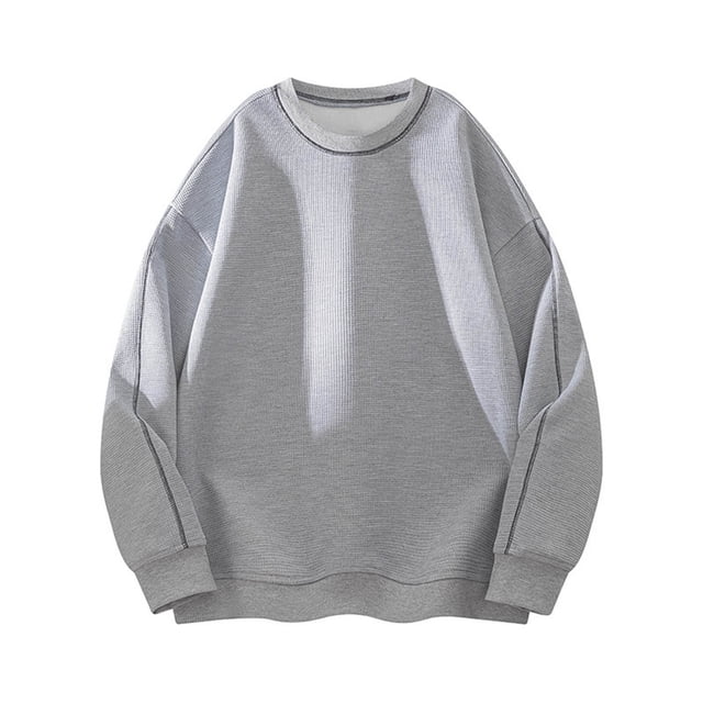 pstuiky camisas de manga larga para hombre, Suéter deportivo informal de manga larga con cuello redondo y color liso para hombre Tops casuales para hombres s