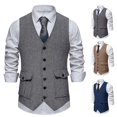 thumbnail image 3 of Chaleco de traje vintage para hombre con bolsillos tridimensionales y botonadura sencilla, 3 of 6