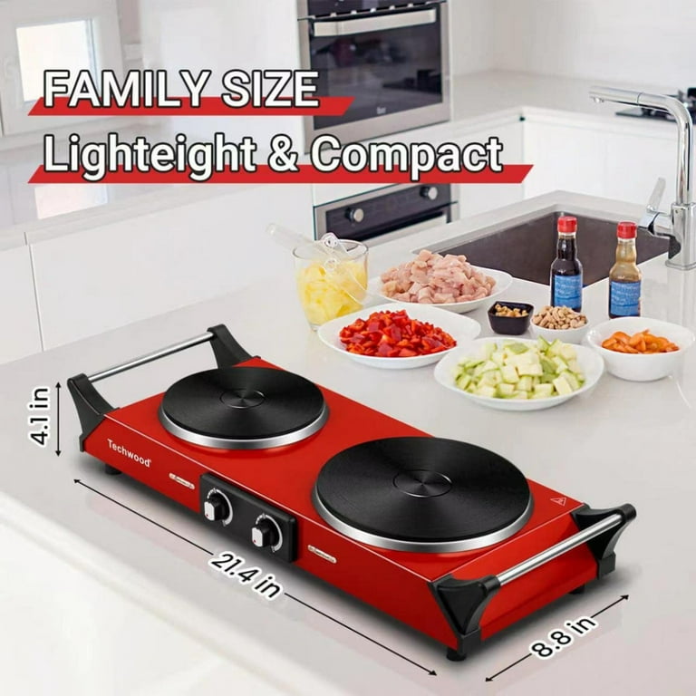 Costway Electric Hot Plate Ceramic Double Burner 1800W Infrared Cooktop  w/Handle