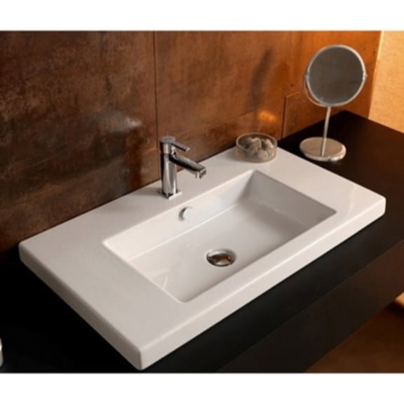 Nameeks Can02011-One Hole Tecla 31-1/2" Ceramic Wall Mounted / Drop In Bathroom Sink -