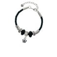 thumbnail image 2 of Delight Jewelry Silvertone 3-D Soccer ball Wife Celtic Knot Leather Bead Bracelet, 7"+2" Extender, 2 of 4