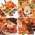 thumbnail image 3 of 50Pcs Thanksgiving Artificial Pumpkins Decorations, Fall Foam Pumpkin and Gourd Fake Maple Leaves Pine Cones Acorns Fall Decor for Autumn Harvest Festival Party Table Centerpieces Supplies, 3 of 9