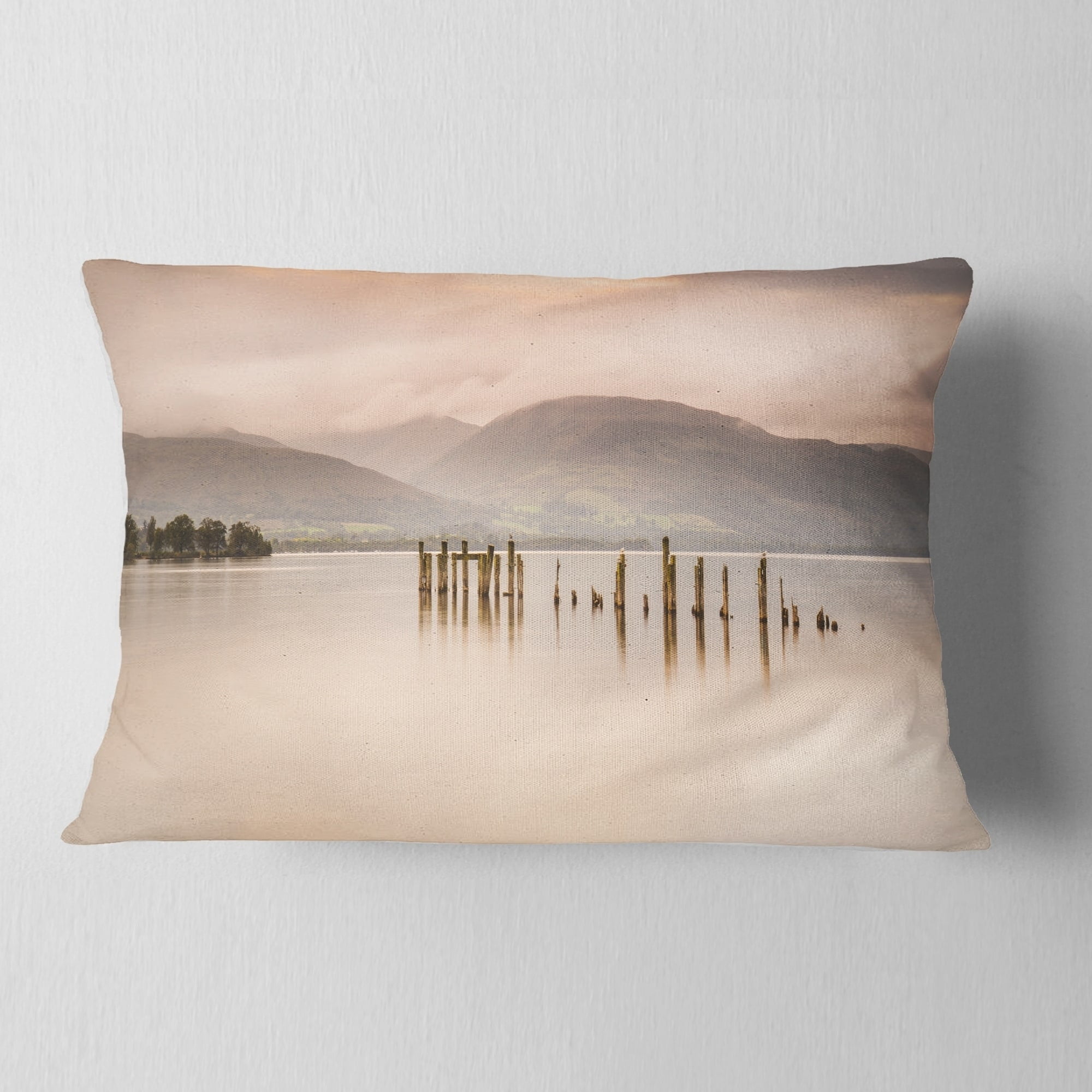 Design Art Designart Loch Lomond Jetty And Mountains Landscape Printed Throw Pillow Walmart Com Walmart Com