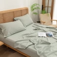 thumbnail image 5 of BESTOUCH Fitted Sheet Only 100% Washed Cotton Linen Feel Easily Fits Deep Pockets up to 17 inch Solid Sage Green King, 5 of 6