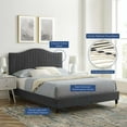 thumbnail image 4 of Tufted Platform Bed Frame, Queen Size, Velvet, Dark Grey Gray, Modern Contemporary Urban Design, Bedroom Master Guest Suite, 4 of 10