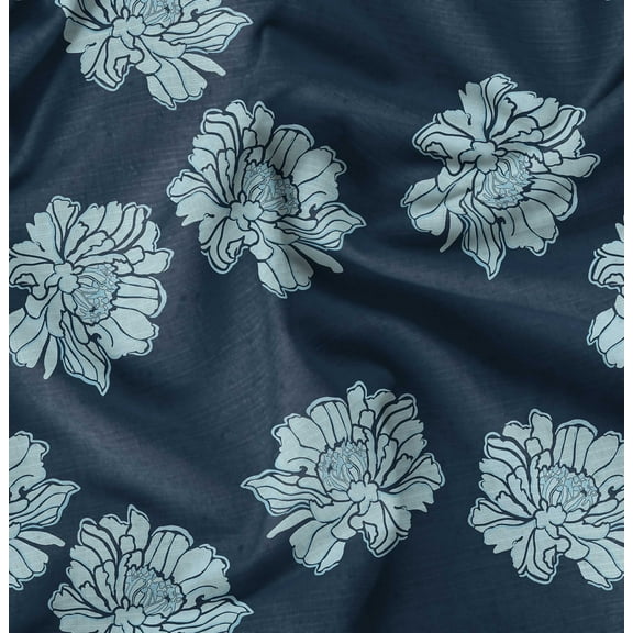 Soimoi Pure Silk Blue Fabric By the Yard - 42 Inch Wide -Florals Print Fabric - Elegant and Timeless Patterns for Fashion and Home Decor Printed Fabric