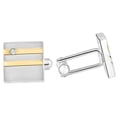 thumbnail image 2 of Pompeii Men's Stainless Steel And Gold Double Striped Square Polished 14mm Cufflink (,), 2 of 2